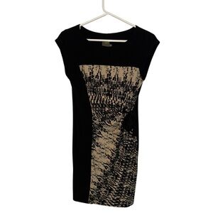 Taylor Black and Cream Sheath Dress with Cap Dolman Sleeves